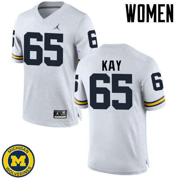 Women's Michigan Wolverines #65 Anthony Kay White Alumni Jersey